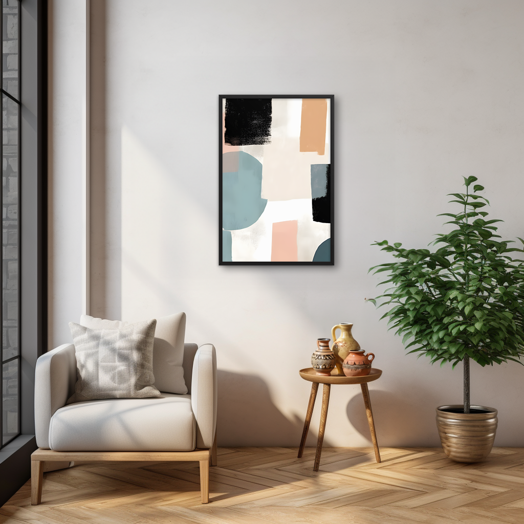 Mid-Century Pastel Mosaic Art Print