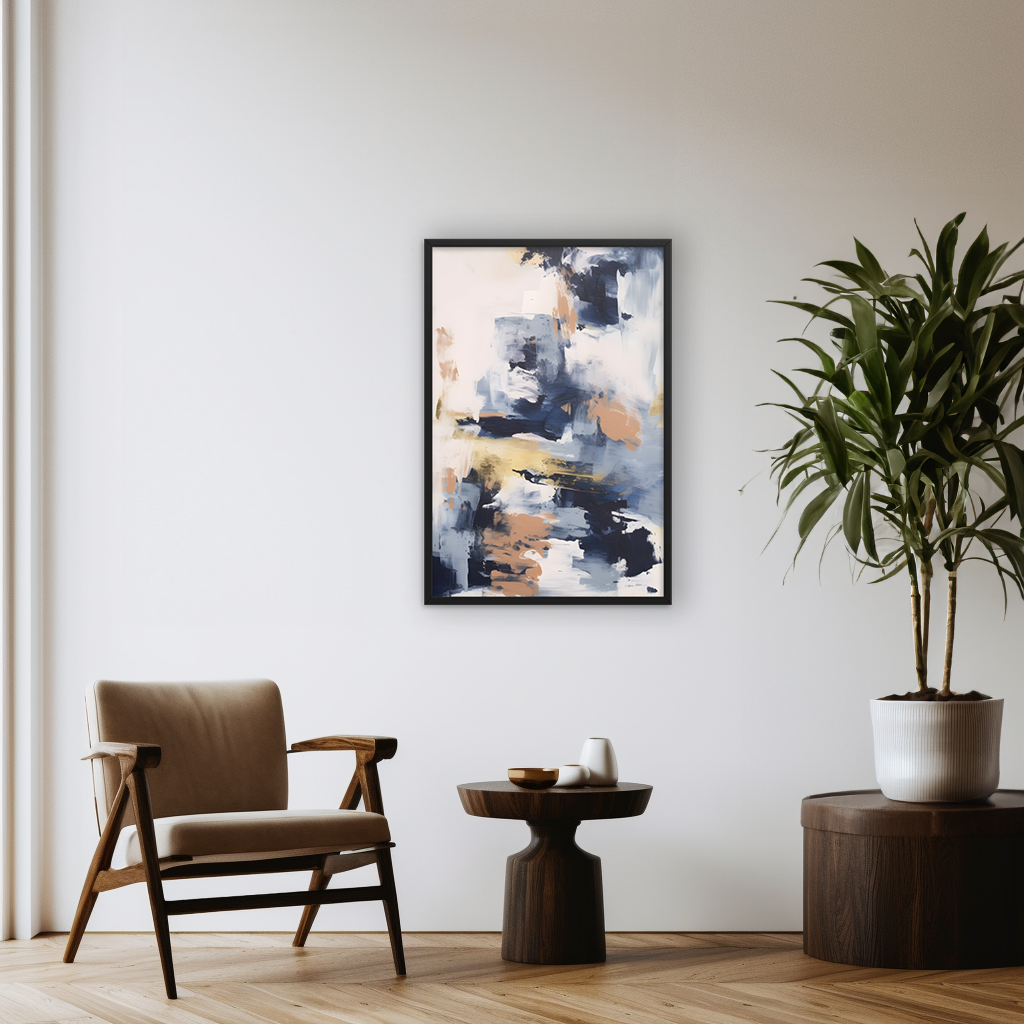 Contemporary Fusion: Abstract Navy Blue Art Print