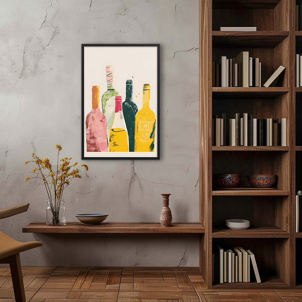 Wine Bottle Medley - Graphic Art Print