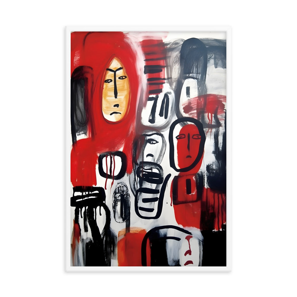 Urban Bustle: "Crowded Echoes" Neo-Expressionism Art Print